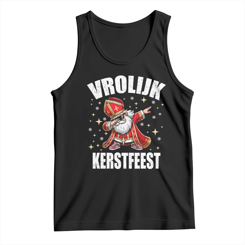 Dutch Christmas Tank Top Vrolijk Kerstfeest Dabiing Sinterklaas Santa - Wonder Print Shop