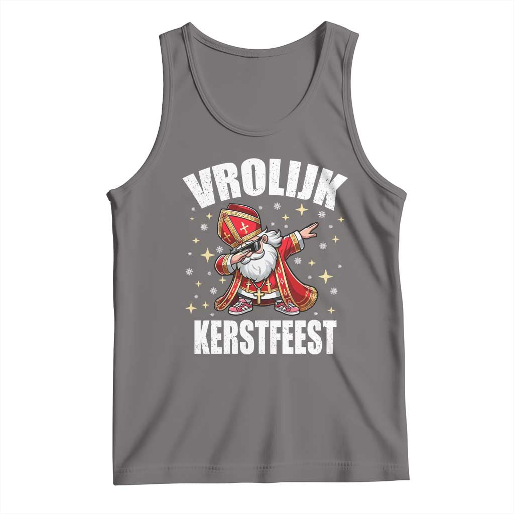 Dutch Christmas Tank Top Vrolijk Kerstfeest Dabiing Sinterklaas Santa - Wonder Print Shop
