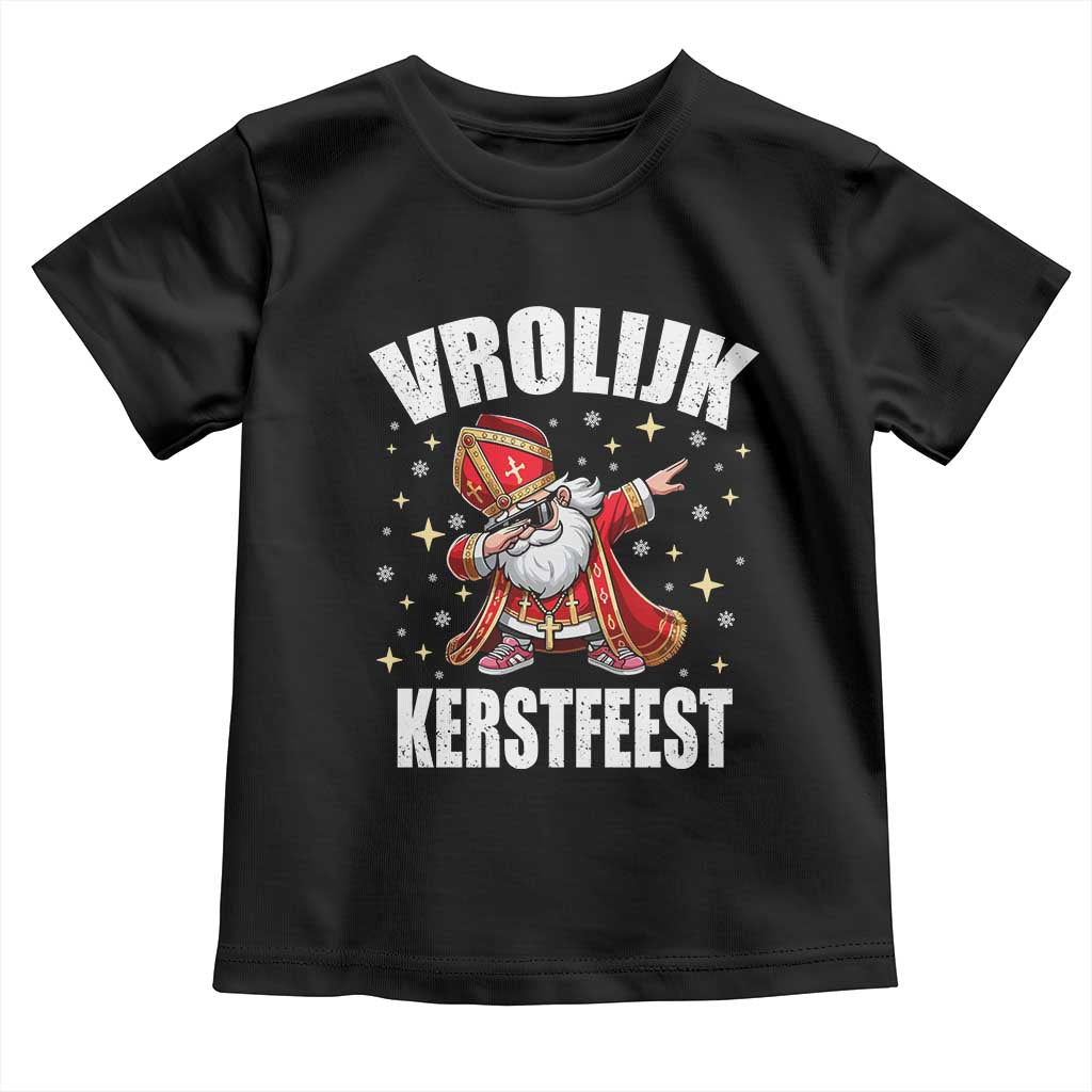 Dutch Christmas Toddler T Shirt Vrolijk Kerstfeest Dabiing Sinterklaas Santa - Wonder Print Shop
