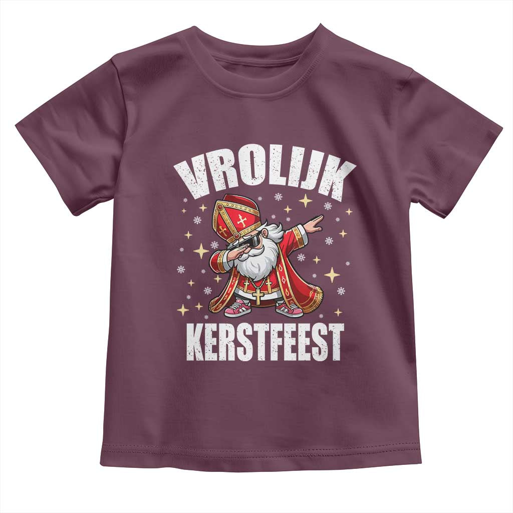 Dutch Christmas Toddler T Shirt Vrolijk Kerstfeest Dabiing Sinterklaas Santa - Wonder Print Shop
