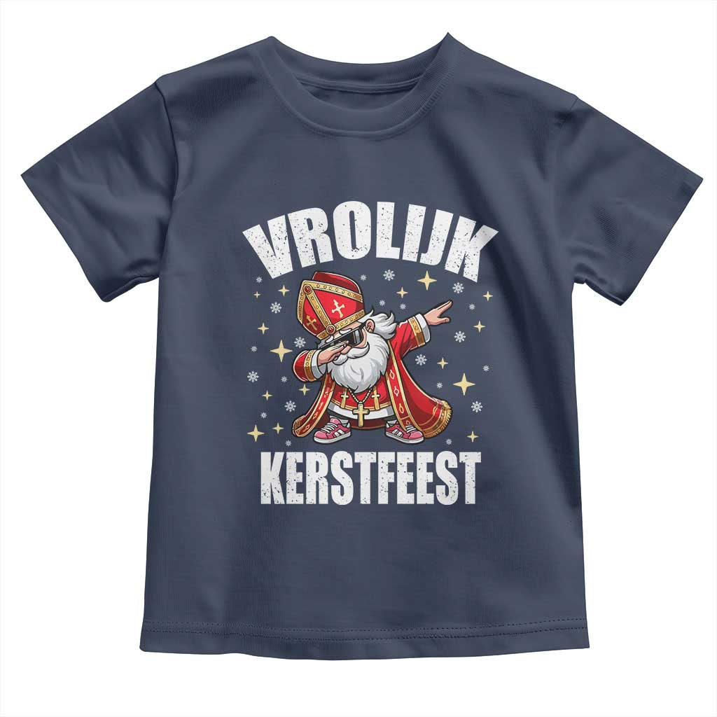 Dutch Christmas Toddler T Shirt Vrolijk Kerstfeest Dabiing Sinterklaas Santa - Wonder Print Shop