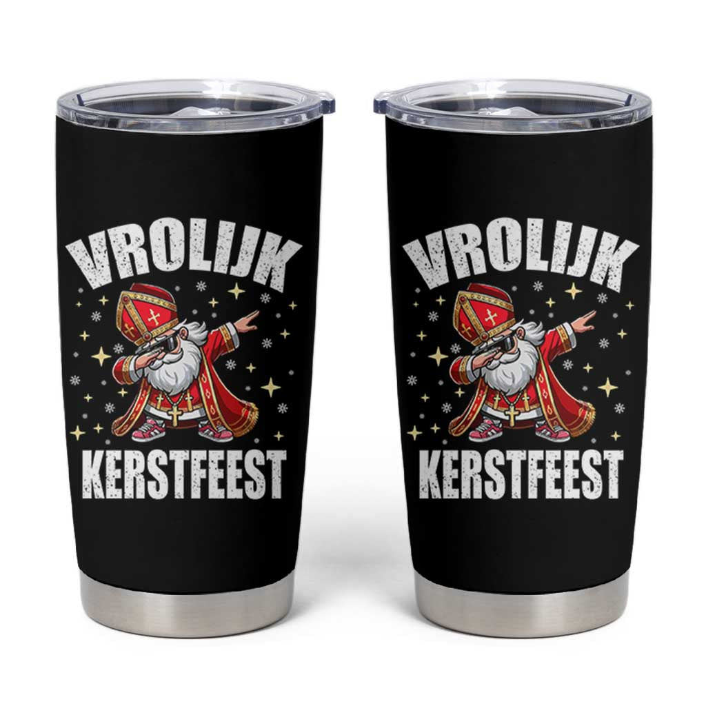 Dutch Christmas Tumbler Cup Vrolijk Kerstfeest Dabiing Sinterklaas Santa - Wonder Print Shop