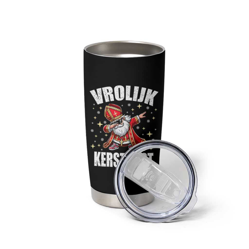 Dutch Christmas Tumbler Cup Vrolijk Kerstfeest Dabiing Sinterklaas Santa - Wonder Print Shop
