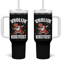 Dutch Christmas Tumbler With Handle Vrolijk Kerstfeest Dabiing Sinterklaas Santa - Wonder Print Shop