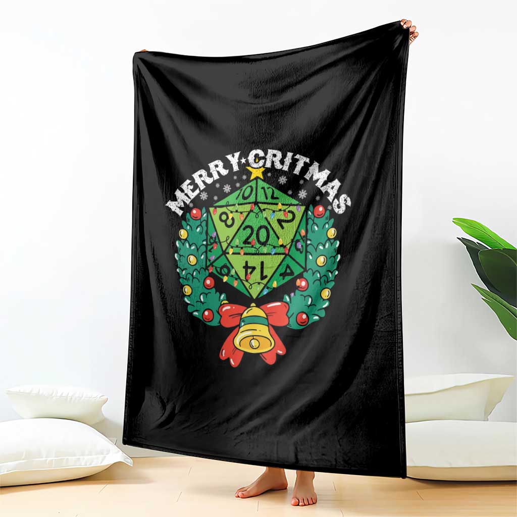 Funny Christmas RPG Throw Blanket Merry Critmas D20 RPG Gamer Dice Gaming Xmas - Wonder Print Shop