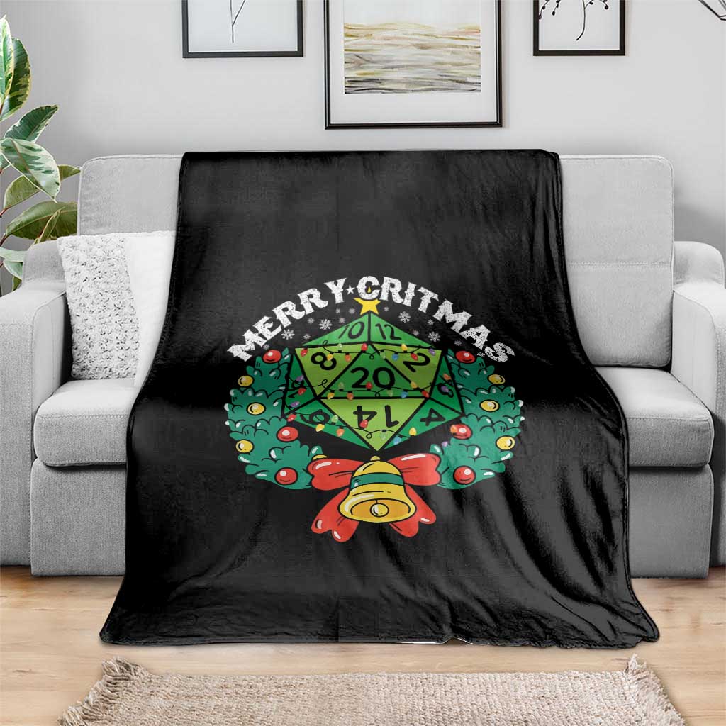 Funny Christmas RPG Throw Blanket Merry Critmas D20 RPG Gamer Dice Gaming Xmas - Wonder Print Shop