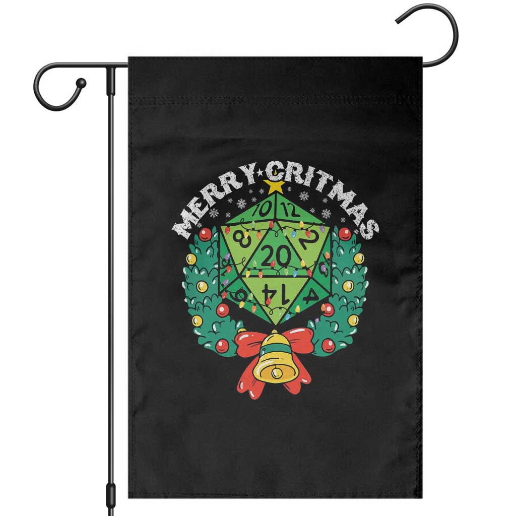 Funny Christmas RPG Garden Flag Merry Critmas D20 RPG Gamer Dice Gaming Xmas - Wonder Print Shop