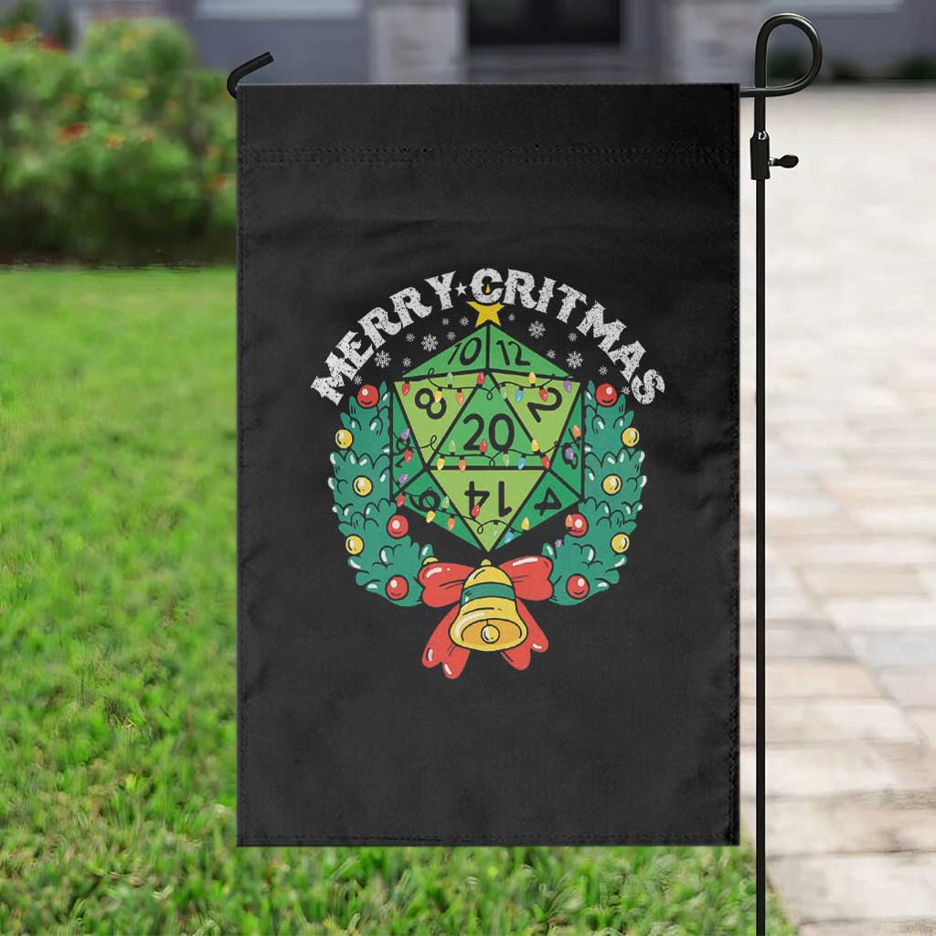 Funny Christmas RPG Garden Flag Merry Critmas D20 RPG Gamer Dice Gaming Xmas - Wonder Print Shop