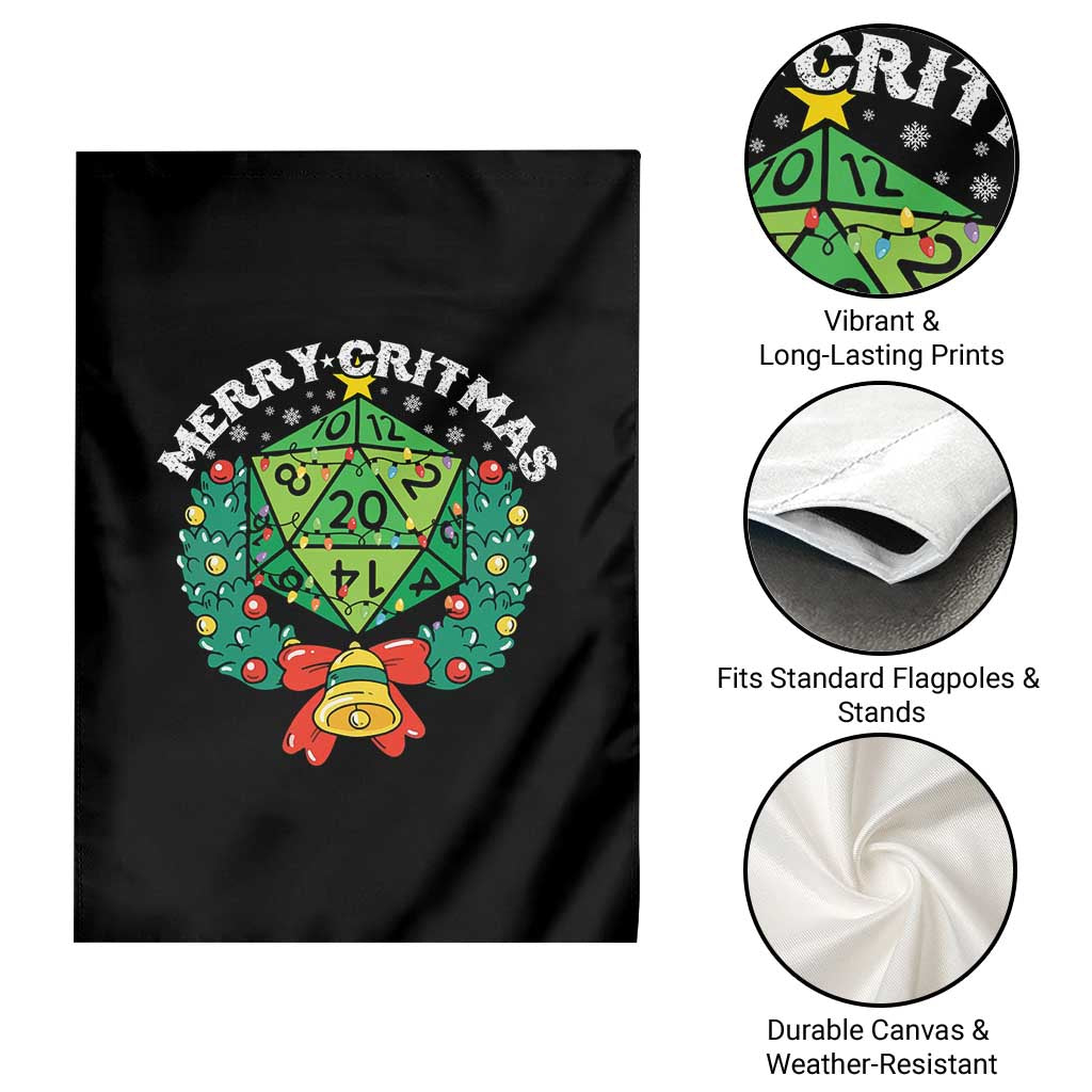 Funny Christmas RPG Garden Flag Merry Critmas D20 RPG Gamer Dice Gaming Xmas - Wonder Print Shop