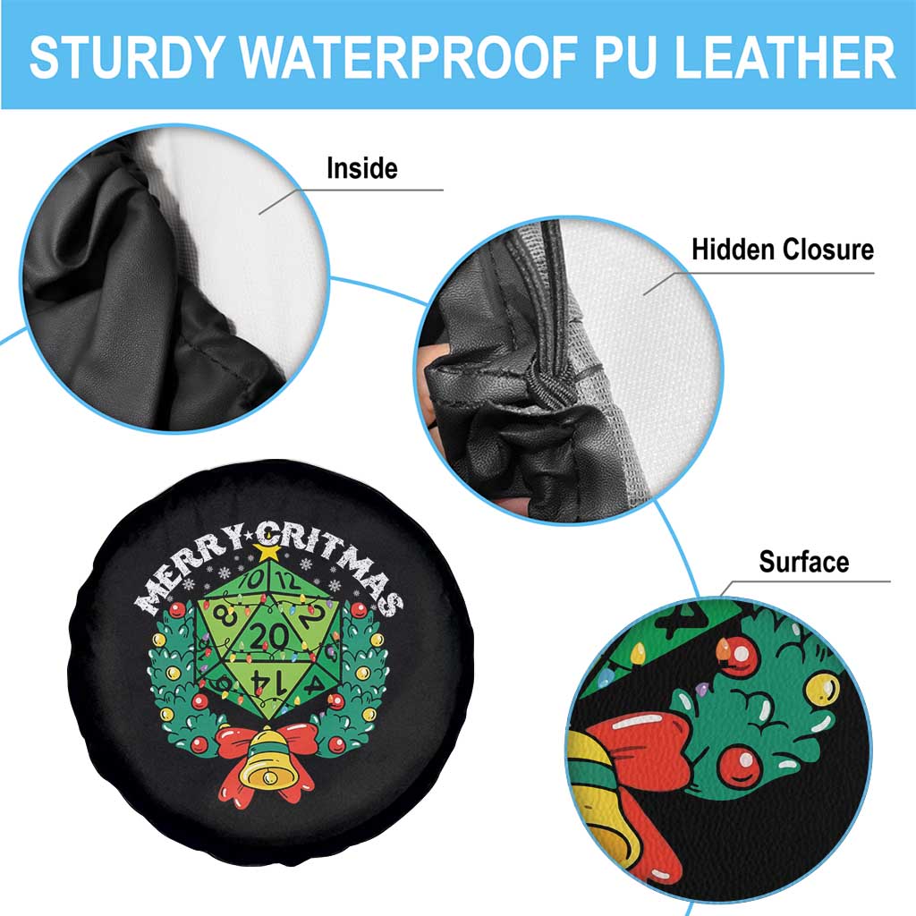 Funny Christmas RPG Spare Tire Cover Merry Critmas D20 RPG Gamer Dice Gaming Xmas - Wonder Print Shop