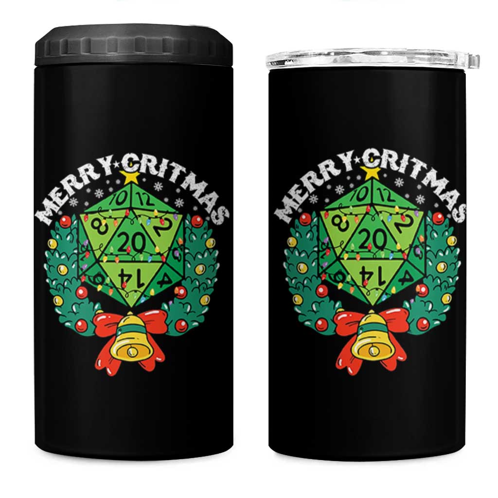 Funny Christmas RPG 4 in 1 Can Cooler Tumbler Merry Critmas D20 RPG Gamer Dice Gaming Xmas - Wonder Print Shop