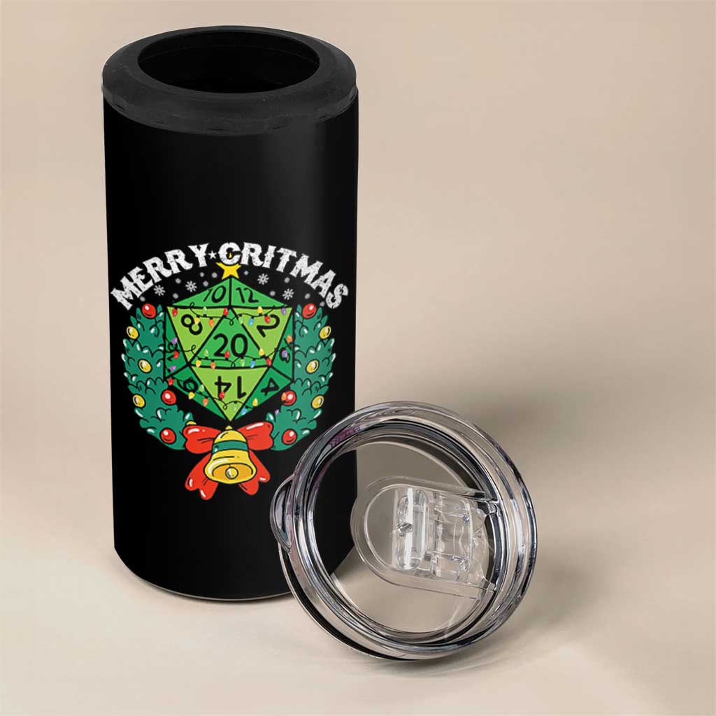 Funny Christmas RPG 4 in 1 Can Cooler Tumbler Merry Critmas D20 RPG Gamer Dice Gaming Xmas - Wonder Print Shop