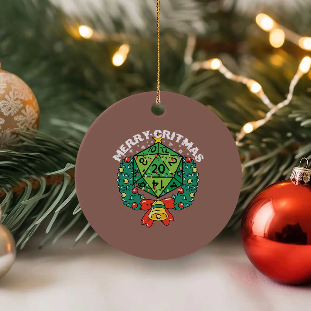 Funny Christmas RPG Ceramic Ornament Merry Critmas D20 RPG Gamer Dice Gaming Xmas - Wonder Print Shop