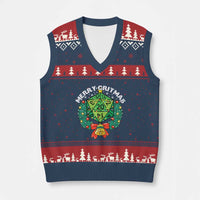 Funny Xmas RPG V-Neck Knit Sweater Vest Merry Critmas D20 RPG Gamer Dice Gaming Xmas - Wonder Print Shop