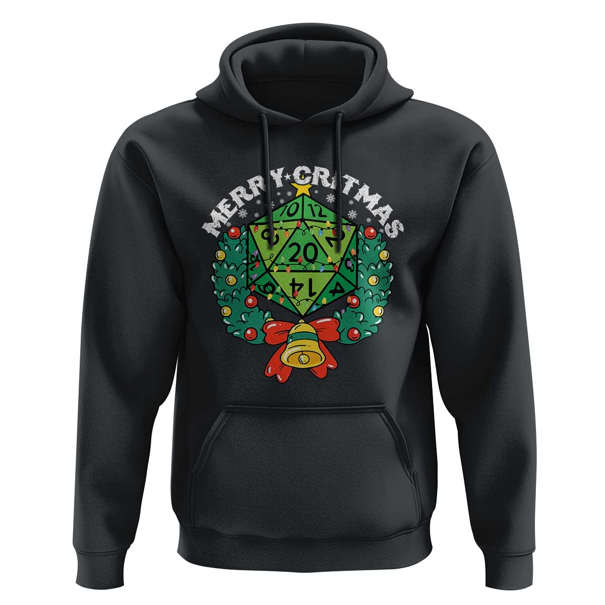 Funny Christmas RPG Hoodie Merry Critmas D20 RPG Gamer Dice Gaming Xmas - Wonder Print Shop