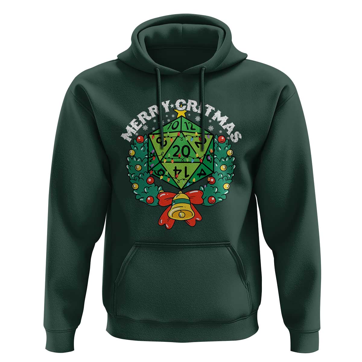 Funny Christmas RPG Hoodie Merry Critmas D20 RPG Gamer Dice Gaming Xmas - Wonder Print Shop