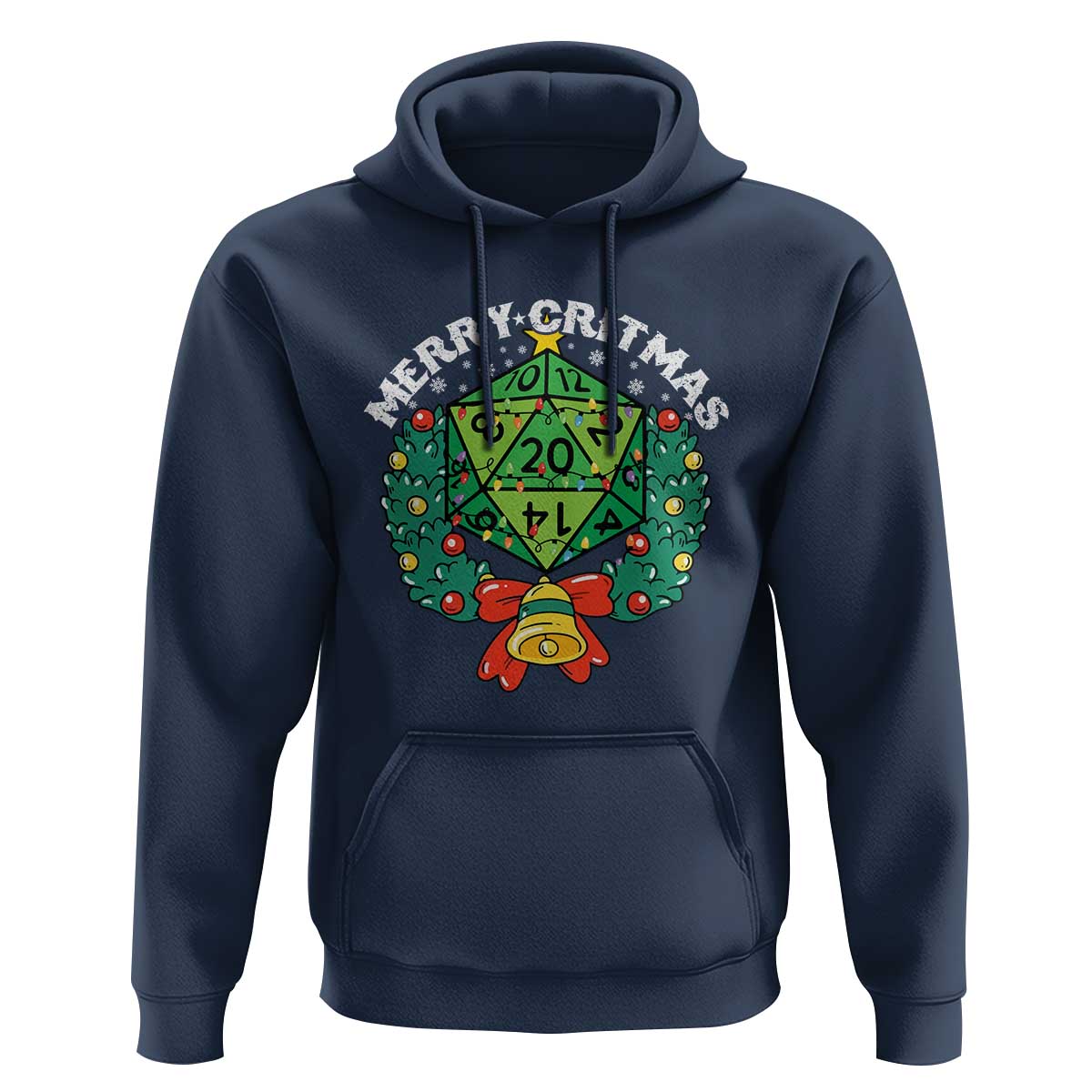 Funny Christmas RPG Hoodie Merry Critmas D20 RPG Gamer Dice Gaming Xmas - Wonder Print Shop