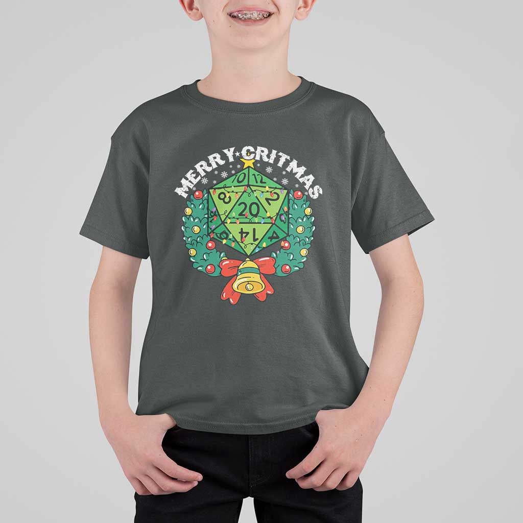Funny Christmas RPG T Shirt For Kid Merry Critmas D20 RPG Gamer Dice Gaming Xmas - Wonder Print Shop
