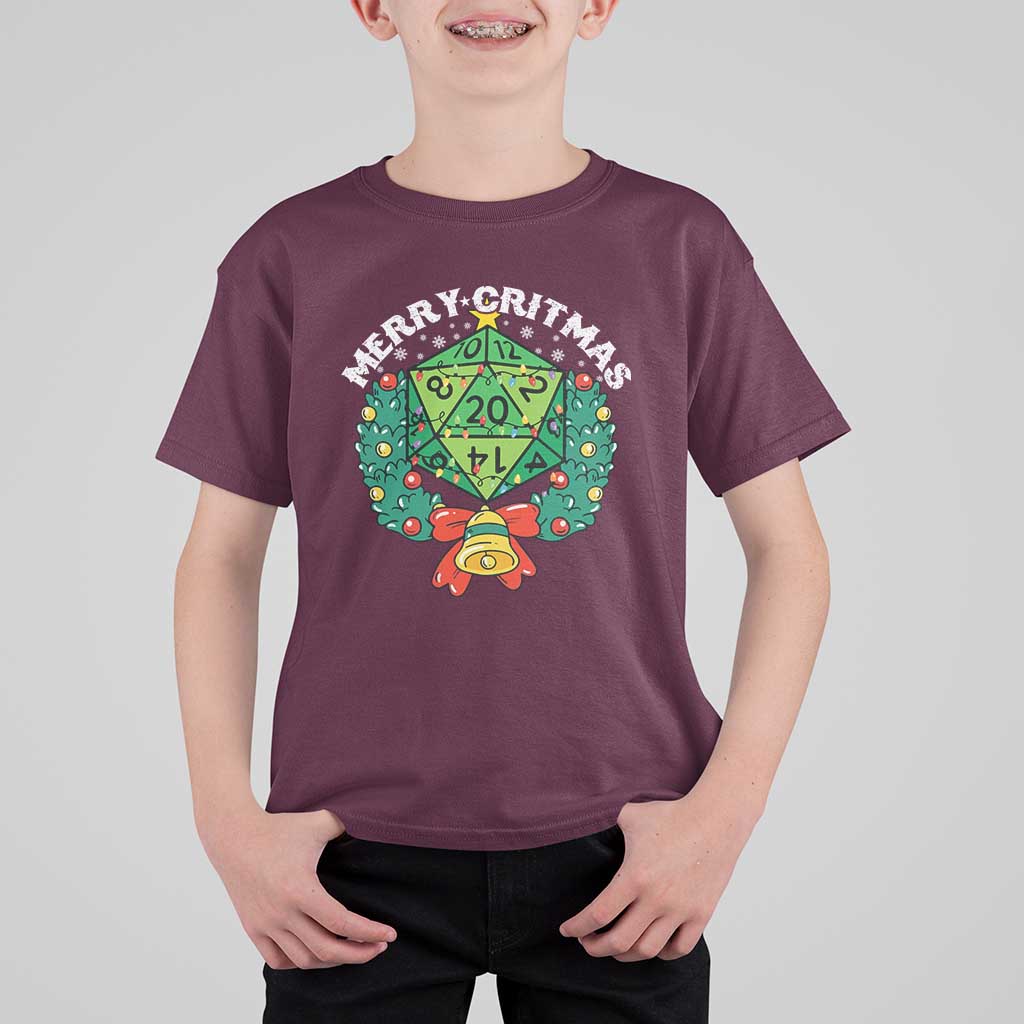 Funny Christmas RPG T Shirt For Kid Merry Critmas D20 RPG Gamer Dice Gaming Xmas - Wonder Print Shop