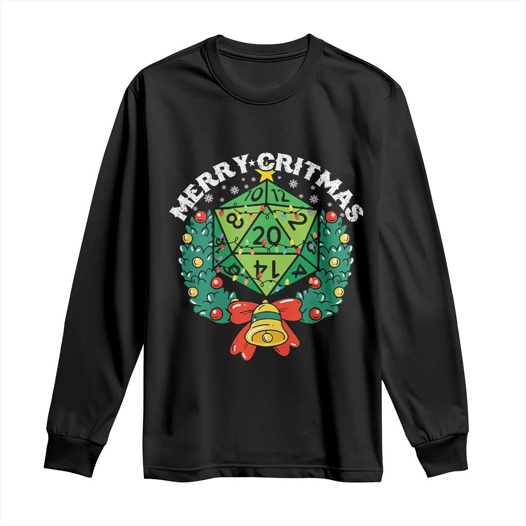Funny Christmas RPG Long Sleeve Shirt Merry Critmas D20 RPG Gamer Dice Gaming Xmas - Wonder Print Shop