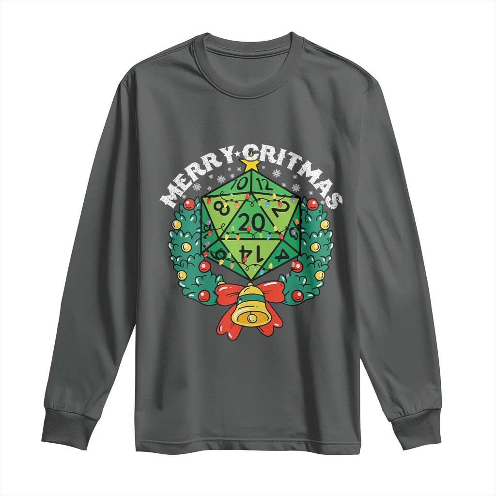 Funny Christmas RPG Long Sleeve Shirt Merry Critmas D20 RPG Gamer Dice Gaming Xmas - Wonder Print Shop