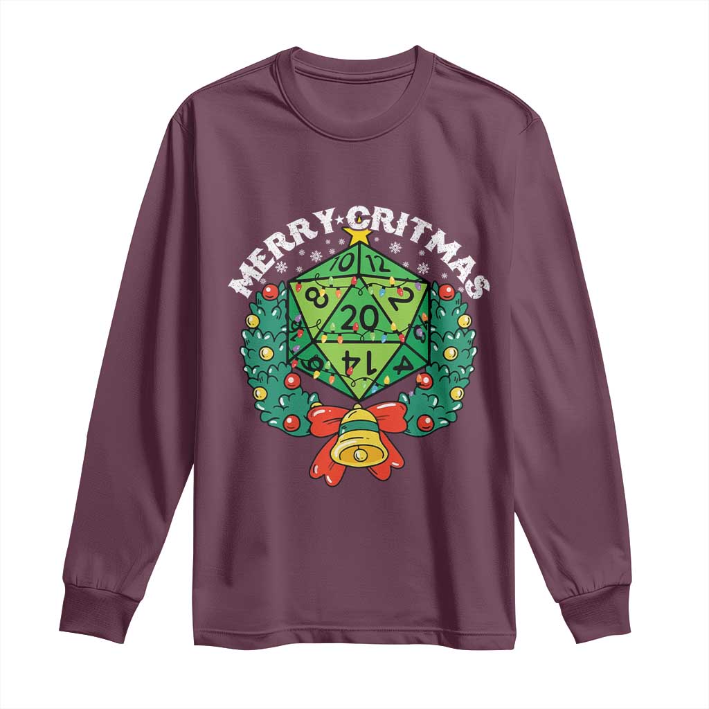Funny Christmas RPG Long Sleeve Shirt Merry Critmas D20 RPG Gamer Dice Gaming Xmas - Wonder Print Shop