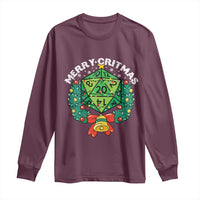 Funny Christmas RPG Long Sleeve Shirt Merry Critmas D20 RPG Gamer Dice Gaming Xmas - Wonder Print Shop