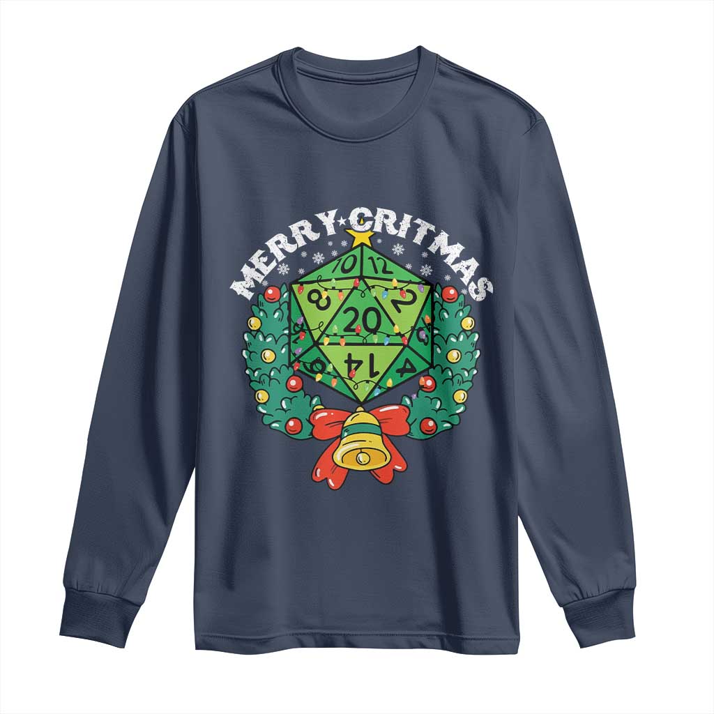 Funny Christmas RPG Long Sleeve Shirt Merry Critmas D20 RPG Gamer Dice Gaming Xmas - Wonder Print Shop