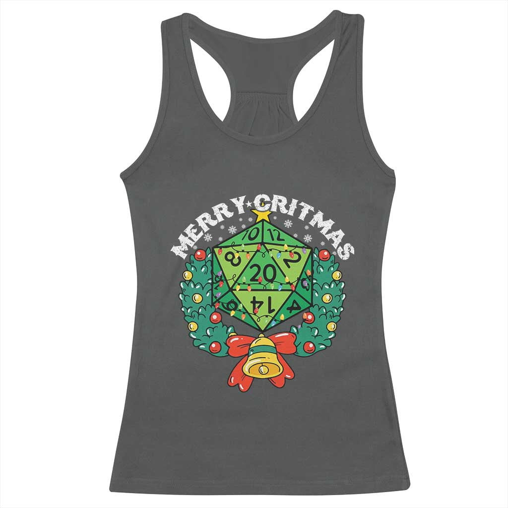 Funny Christmas RPG Racerback Tank Top Merry Critmas D20 RPG Gamer Dice Gaming Xmas - Wonder Print Shop