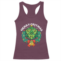 Funny Christmas RPG Racerback Tank Top Merry Critmas D20 RPG Gamer Dice Gaming Xmas - Wonder Print Shop