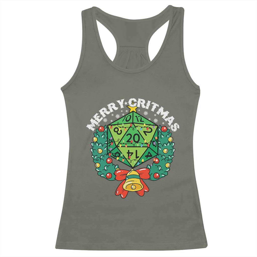 Funny Christmas RPG Racerback Tank Top Merry Critmas D20 RPG Gamer Dice Gaming Xmas - Wonder Print Shop