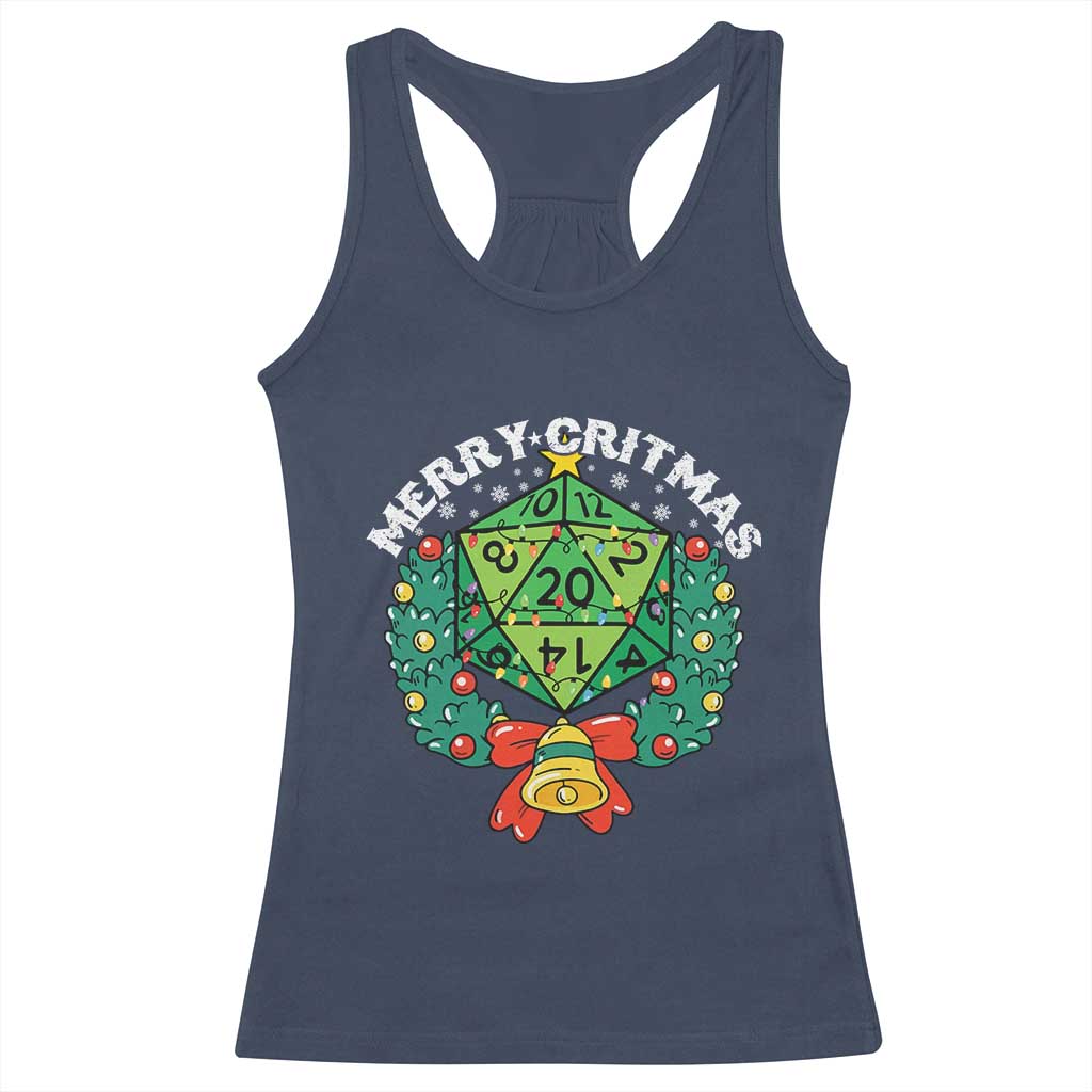 Funny Christmas RPG Racerback Tank Top Merry Critmas D20 RPG Gamer Dice Gaming Xmas - Wonder Print Shop