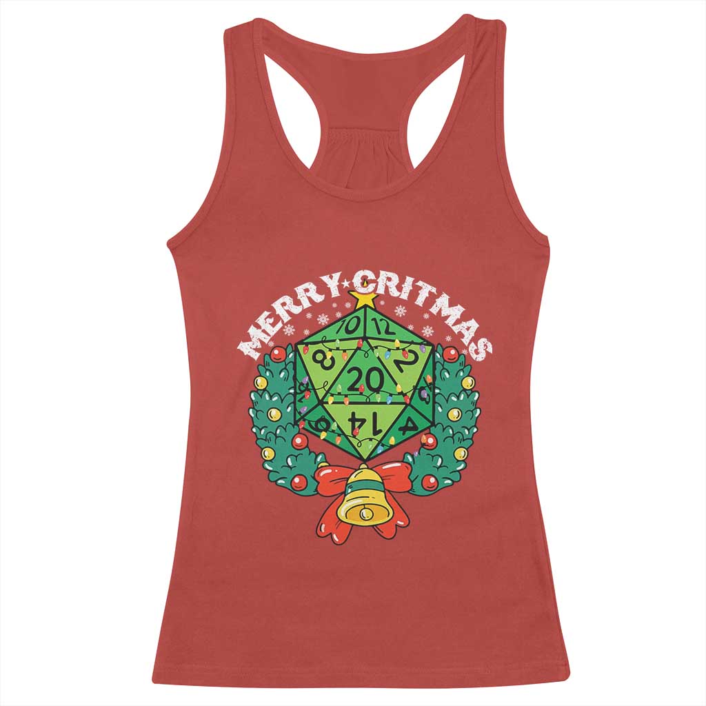 Funny Christmas RPG Racerback Tank Top Merry Critmas D20 RPG Gamer Dice Gaming Xmas - Wonder Print Shop