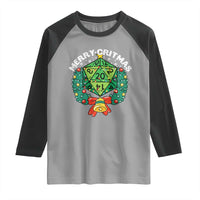 Funny Christmas RPG Raglan Shirt Merry Critmas D20 RPG Gamer Dice Gaming Xmas - Wonder Print Shop