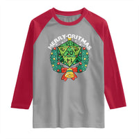 Funny Christmas RPG Raglan Shirt Merry Critmas D20 RPG Gamer Dice Gaming Xmas - Wonder Print Shop