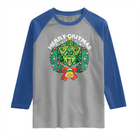 Funny Christmas RPG Raglan Shirt Merry Critmas D20 RPG Gamer Dice Gaming Xmas - Wonder Print Shop