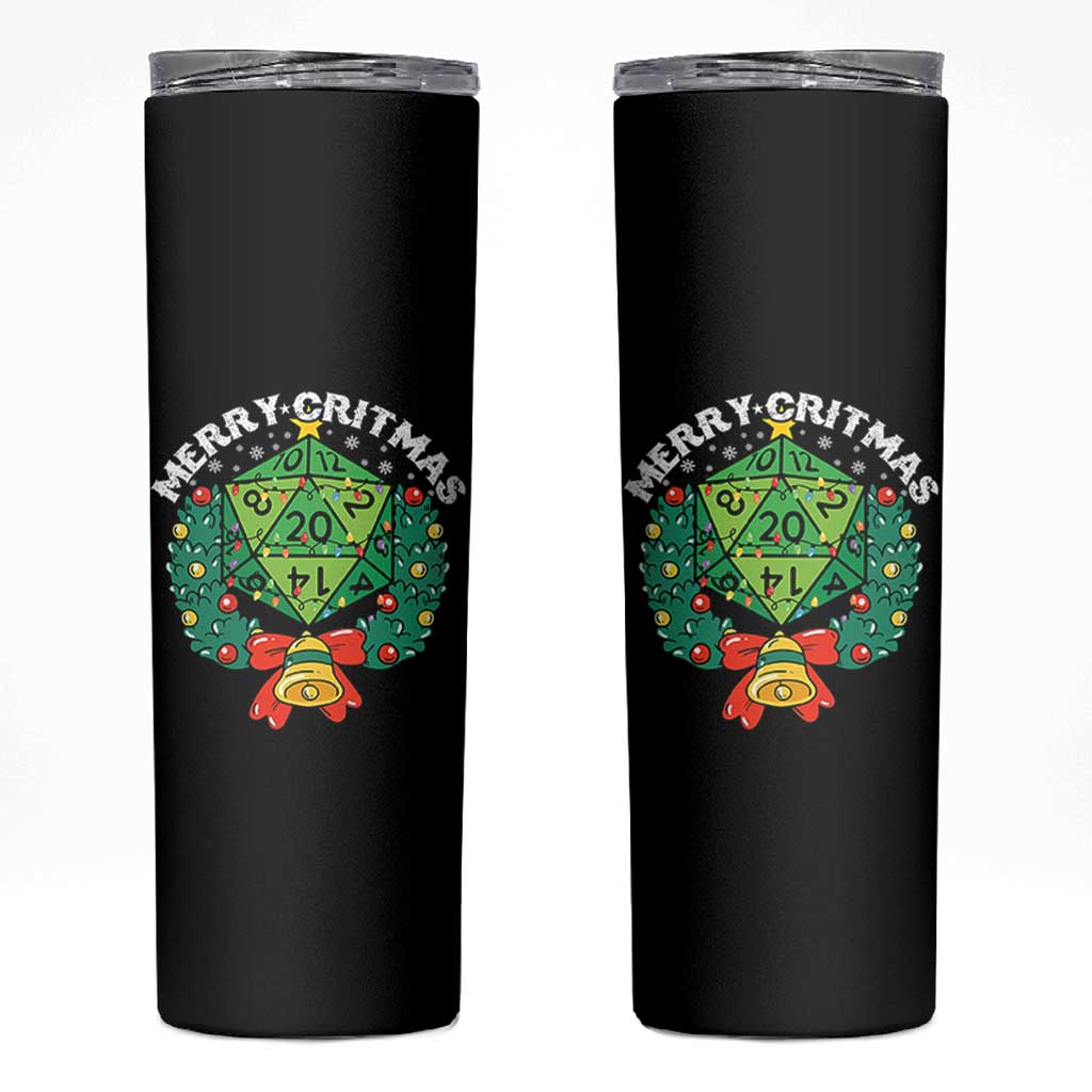 Funny Christmas RPG Skinny Tumbler Merry Critmas D20 RPG Gamer Dice Gaming Xmas - Wonder Print Shop