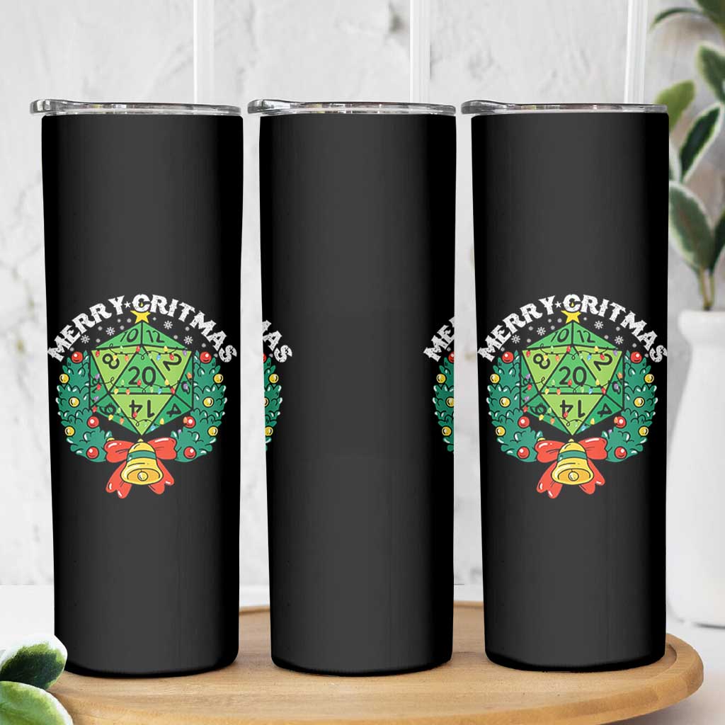 Funny Christmas RPG Skinny Tumbler Merry Critmas D20 RPG Gamer Dice Gaming Xmas - Wonder Print Shop