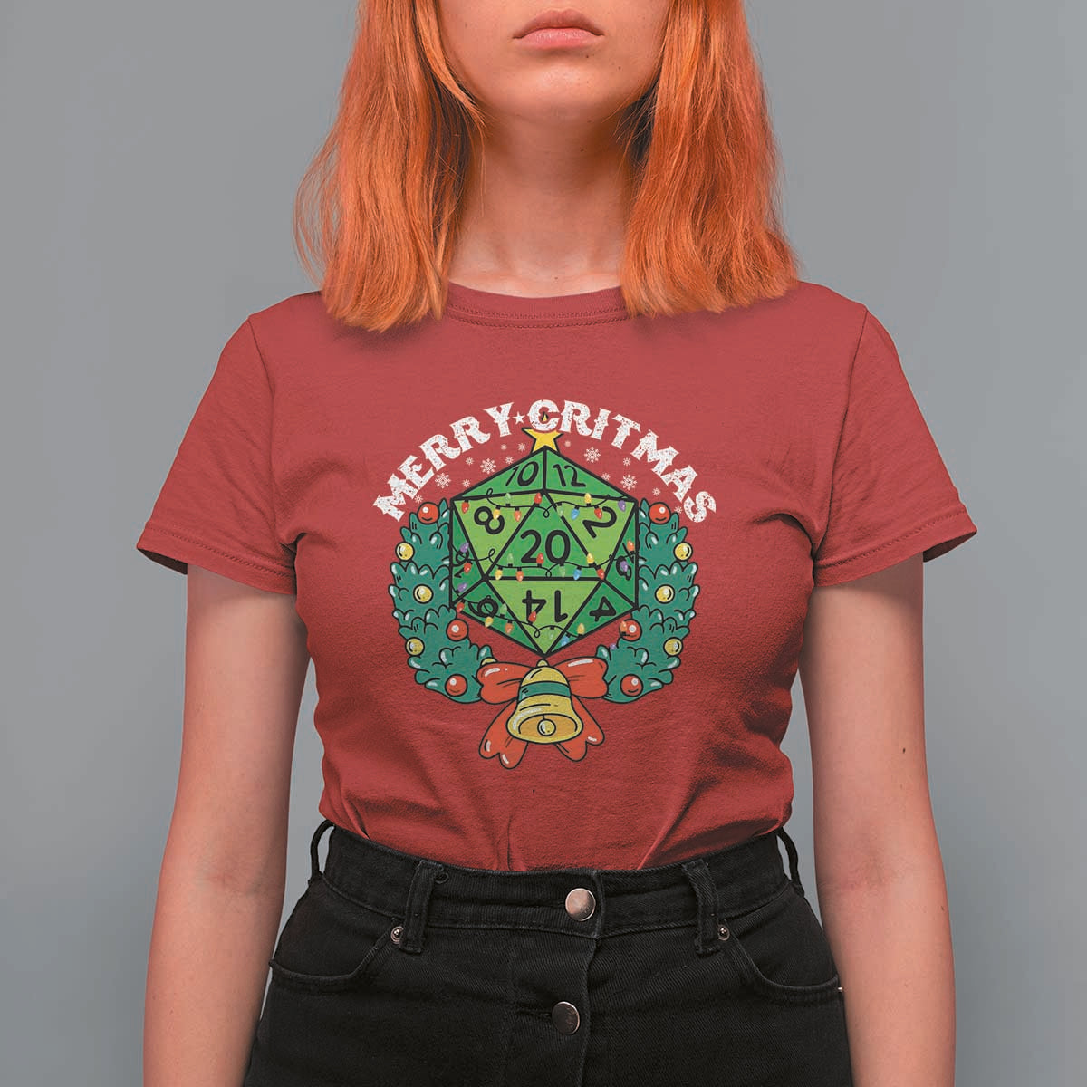 Funny Christmas RPG T Shirt For Women Merry Critmas D20 RPG Gamer Dice Gaming Xmas - Wonder Print Shop