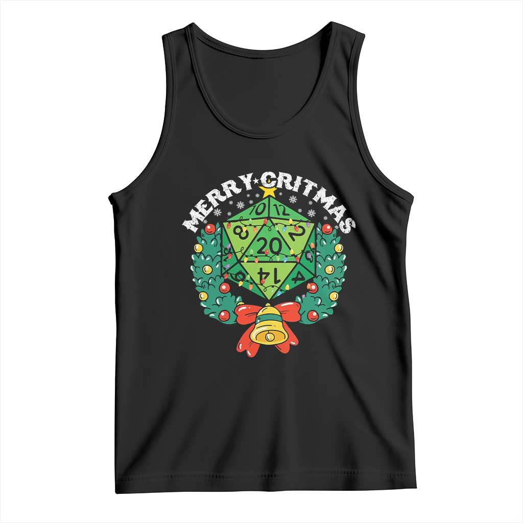 Funny Christmas RPG Tank Top Merry Critmas D20 RPG Gamer Dice Gaming Xmas - Wonder Print Shop