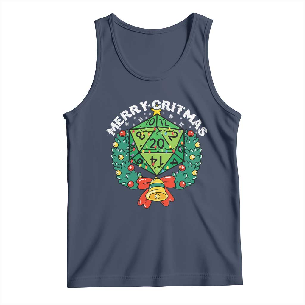 Funny Christmas RPG Tank Top Merry Critmas D20 RPG Gamer Dice Gaming Xmas - Wonder Print Shop