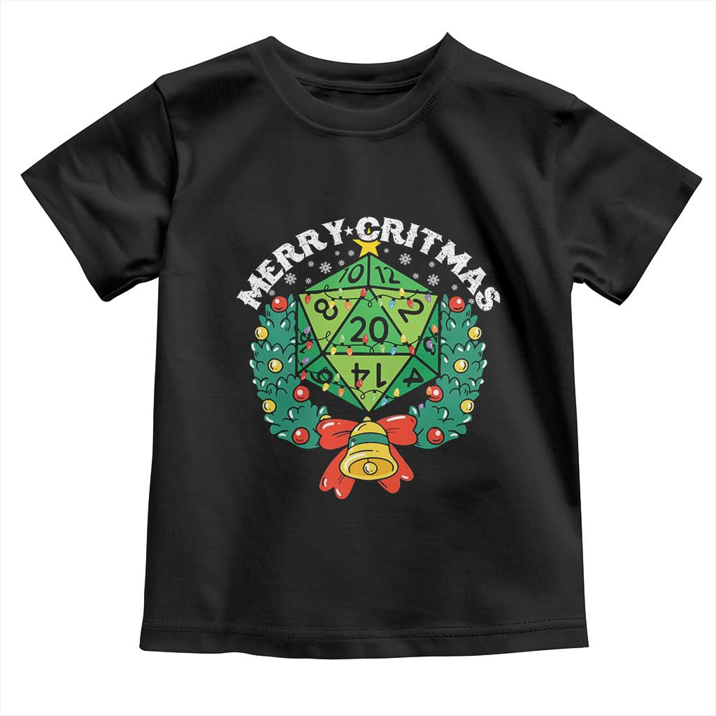 Funny Christmas RPG Toddler T Shirt Merry Critmas D20 RPG Gamer Dice Gaming Xmas - Wonder Print Shop
