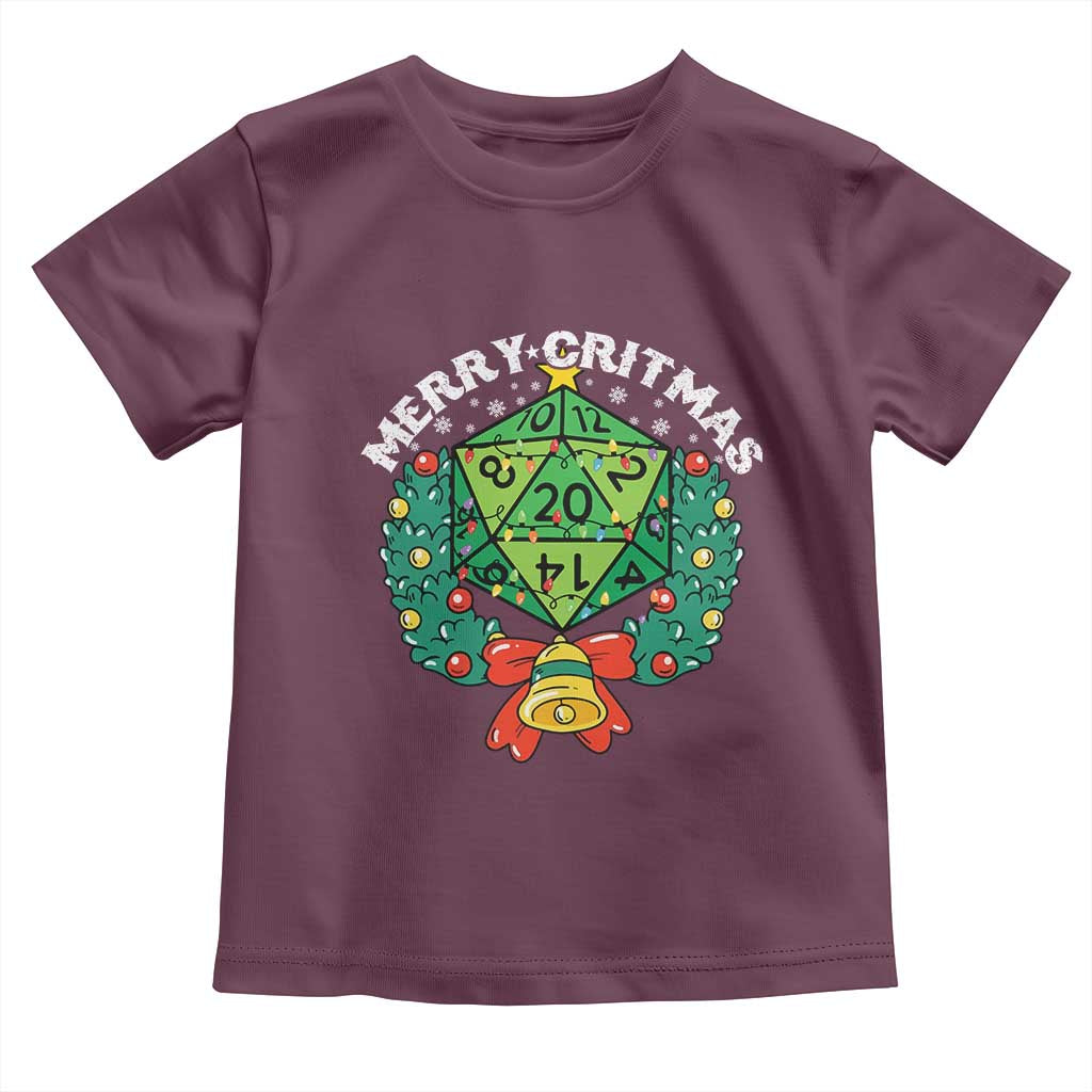 Funny Christmas RPG Toddler T Shirt Merry Critmas D20 RPG Gamer Dice Gaming Xmas - Wonder Print Shop
