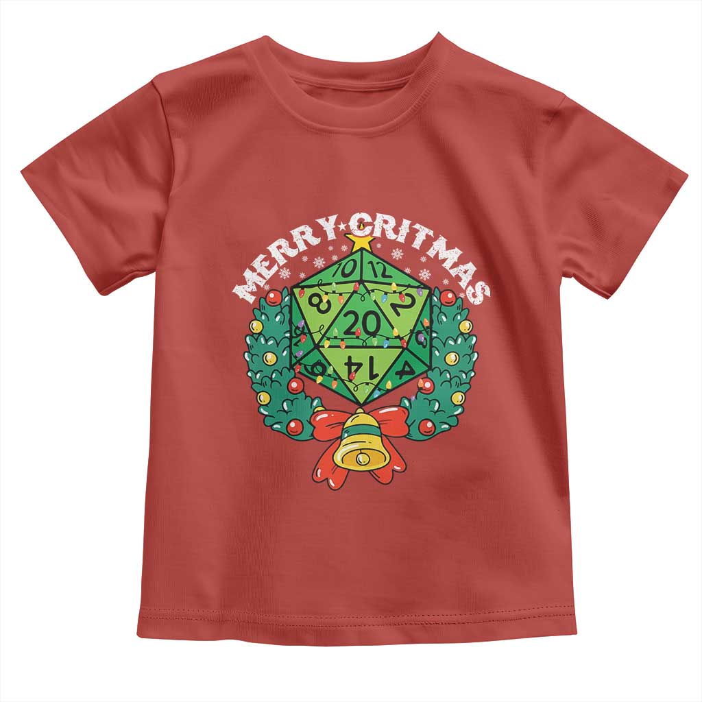 Funny Christmas RPG Toddler T Shirt Merry Critmas D20 RPG Gamer Dice Gaming Xmas - Wonder Print Shop