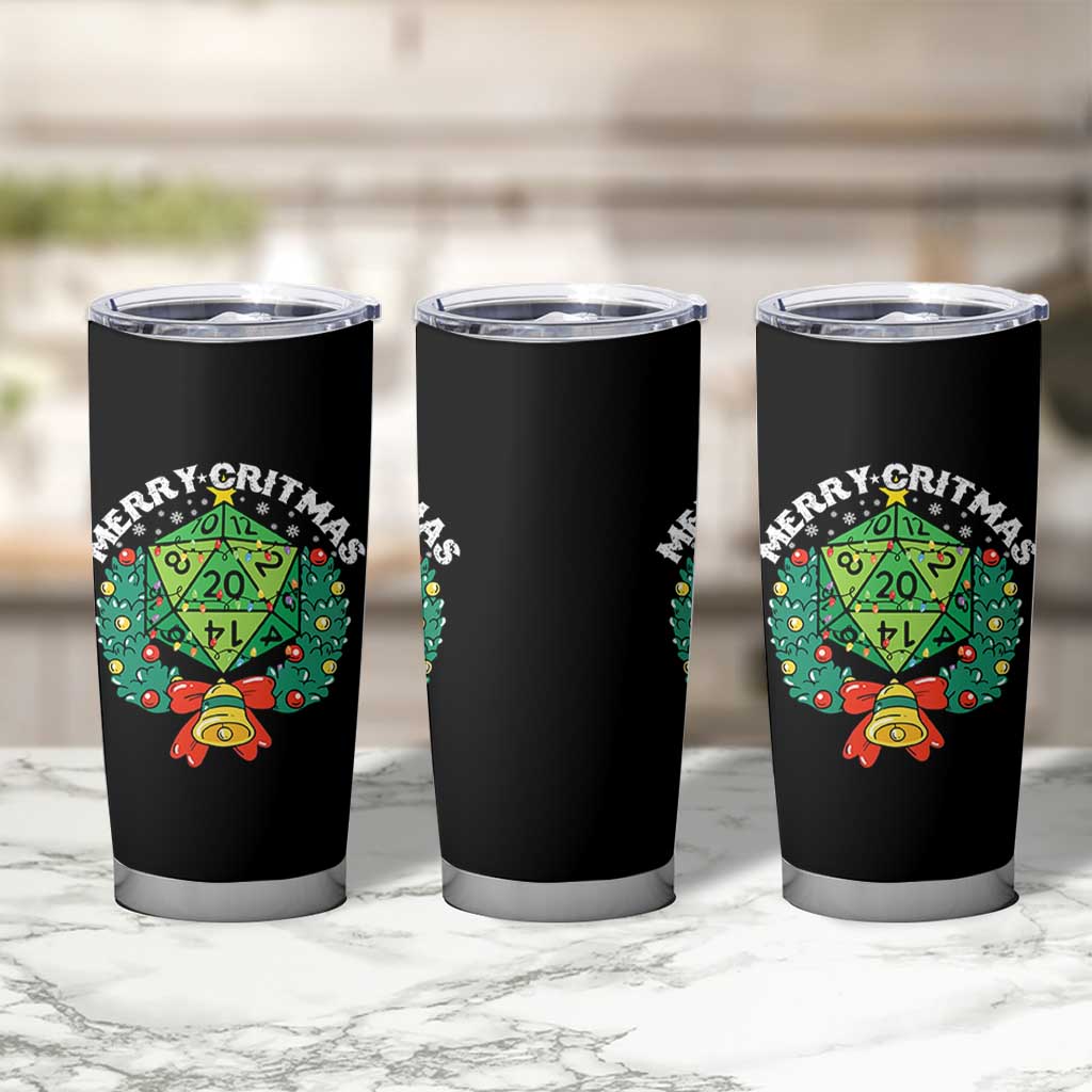 Funny Christmas RPG Tumbler Cup Merry Critmas D20 RPG Gamer Dice Gaming Xmas - Wonder Print Shop