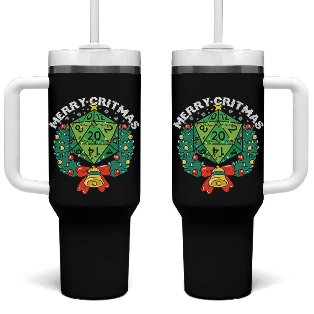 Funny Christmas RPG Tumbler With Handle Merry Critmas D20 RPG Gamer Dice Gaming Xmas - Wonder Print Shop