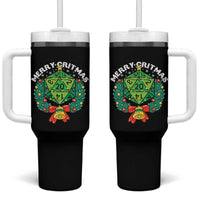 Funny Christmas RPG Tumbler With Handle Merry Critmas D20 RPG Gamer Dice Gaming Xmas - Wonder Print Shop