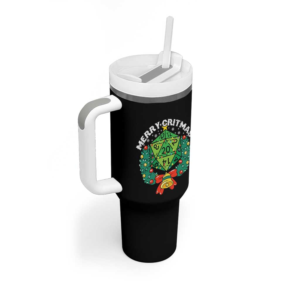 Funny Christmas RPG Tumbler With Handle Merry Critmas D20 RPG Gamer Dice Gaming Xmas - Wonder Print Shop