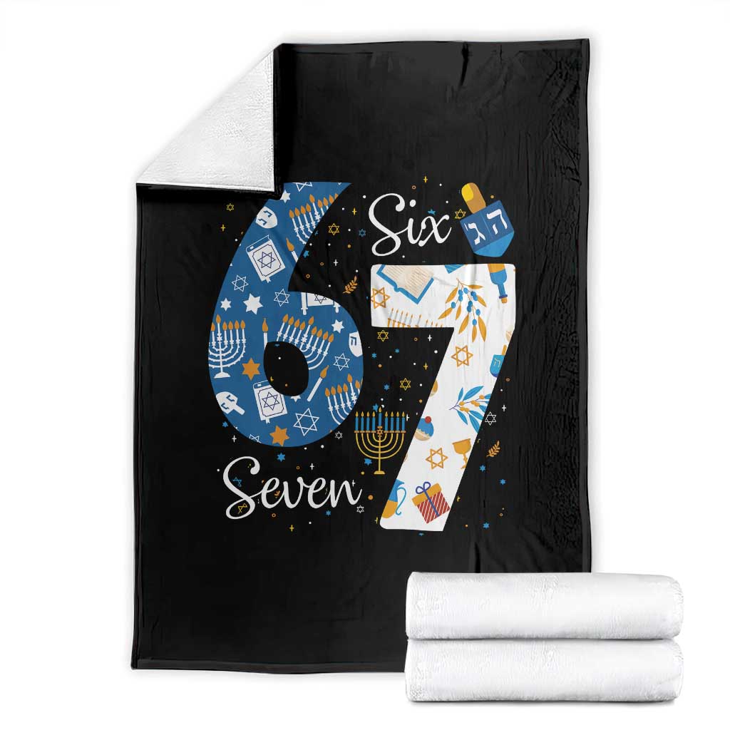 Funny 67 Hanukkah Throw Blanket Chanukah Menorah Dreidel Six Seven Meme - undefined