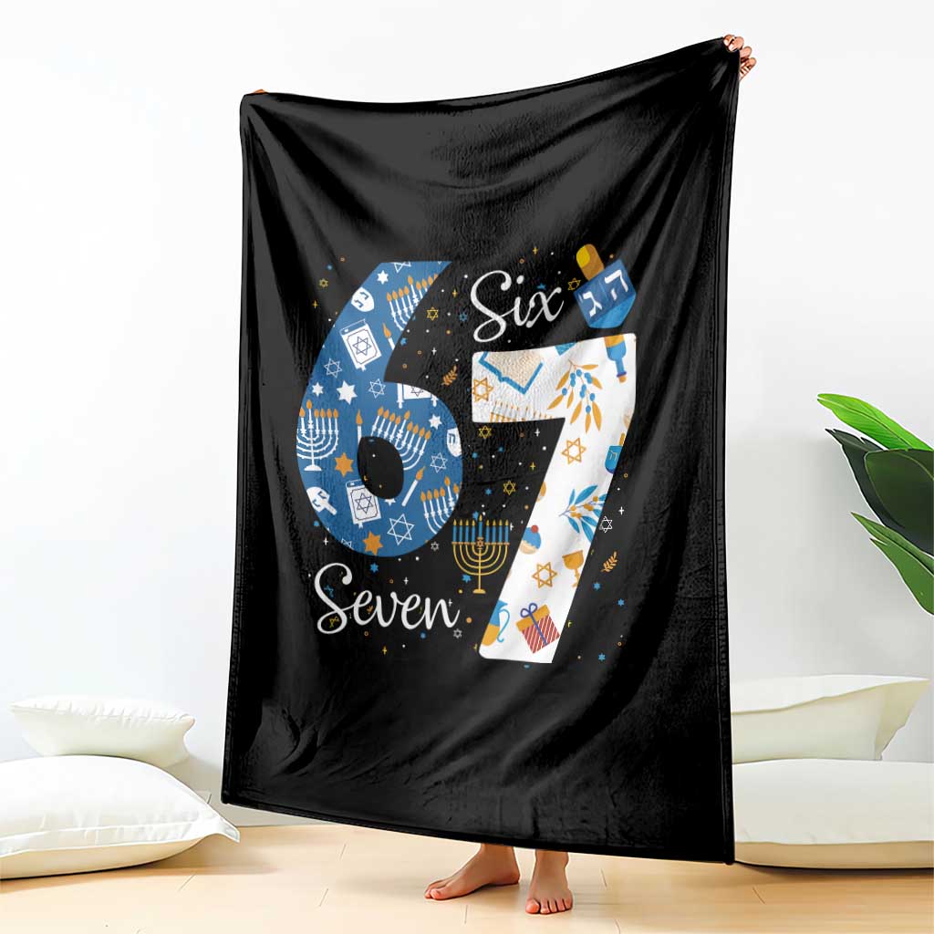 Funny 67 Hanukkah Throw Blanket Chanukah Menorah Dreidel Six Seven Meme - undefined